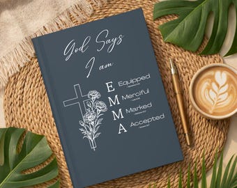 Personalized Christian Name Journal With Bible Verses, God Says You Are Bible Verse Journal, Custom Scripture Gift for Women, Religious Gift