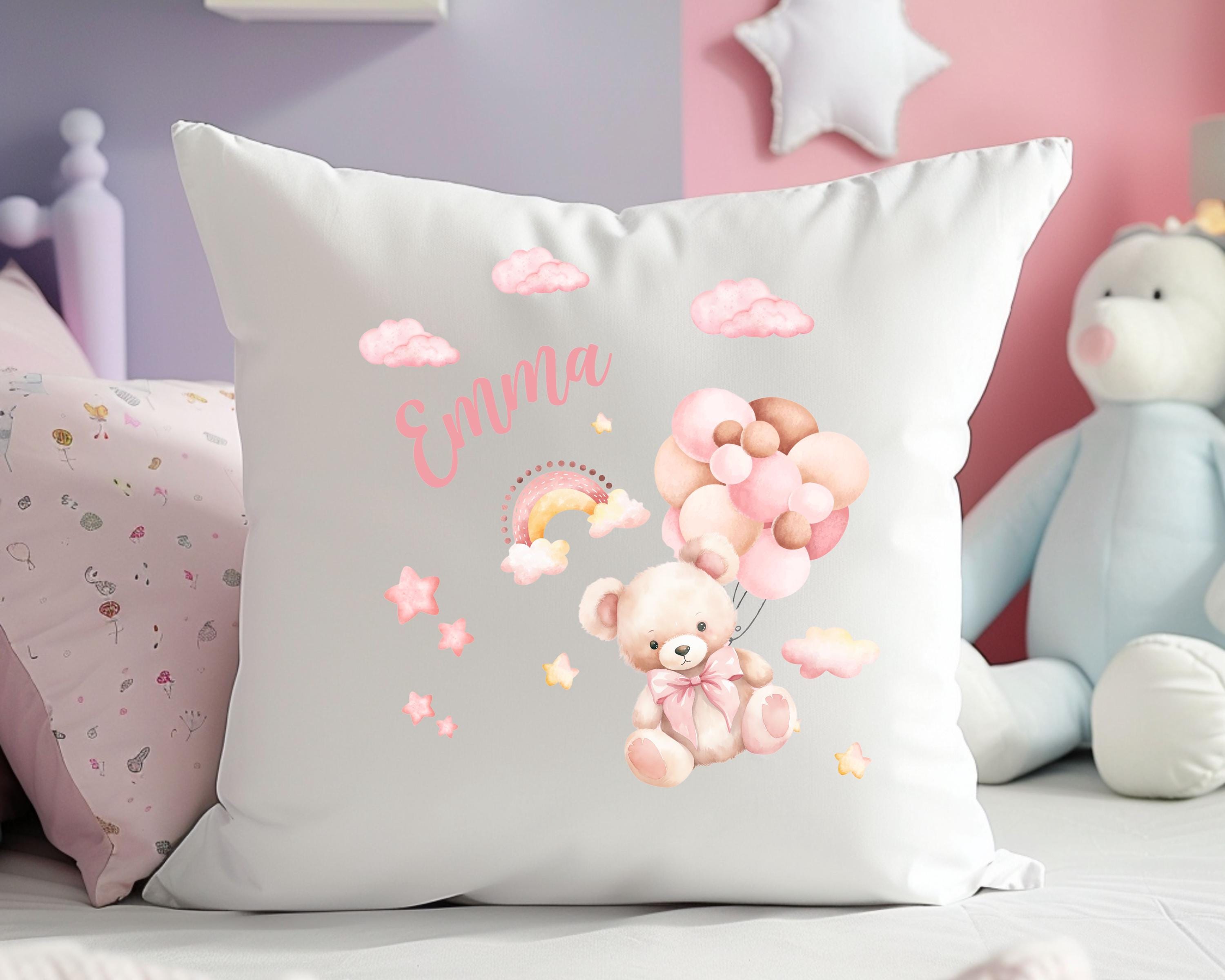 Custom Baby Pillow for Girls with Name, Personalized Nursery Decor, New Baby Gift Baby Shower Gift Unique Soft Pink Christmas Gift for Girls