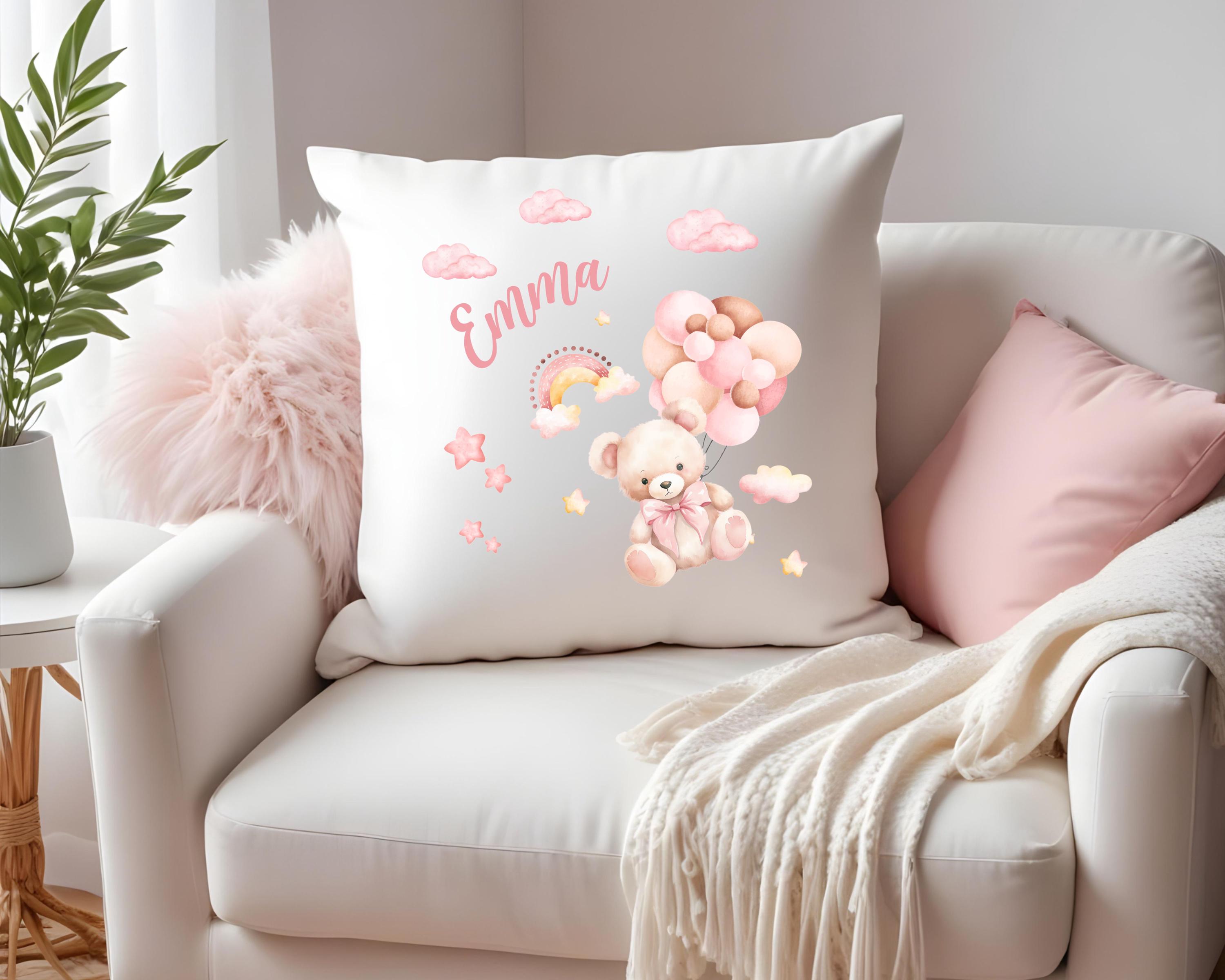 Custom Baby Pillow for Girls with Name, Personalized Nursery Decor, New Baby Gift Baby Shower Gift Unique Soft Pink Christmas Gift for Girls