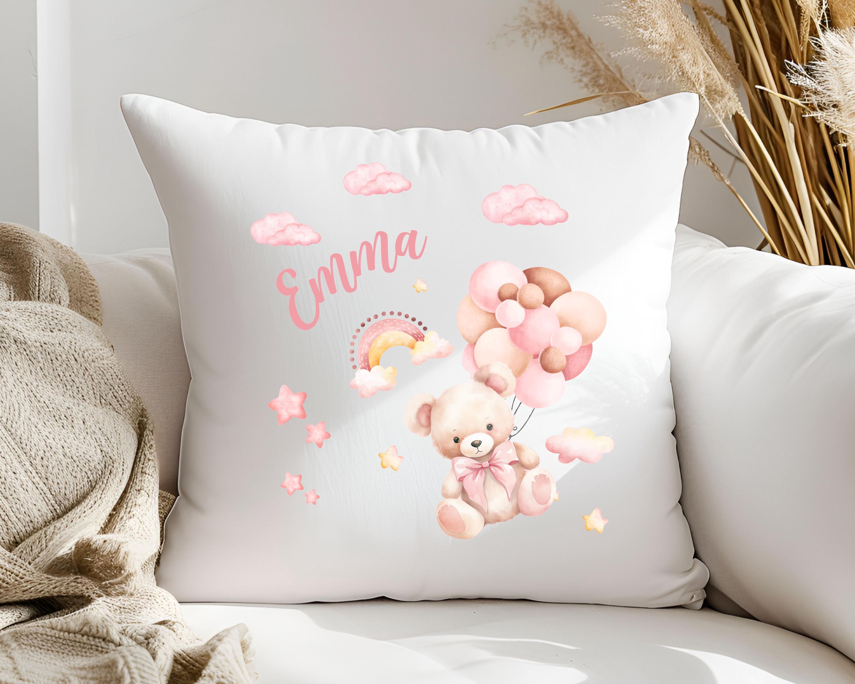 Custom Baby Pillow for Girls with Name, Personalized Nursery Decor, New Baby Gift Baby Shower Gift Unique Soft Pink Christmas Gift for Girls
