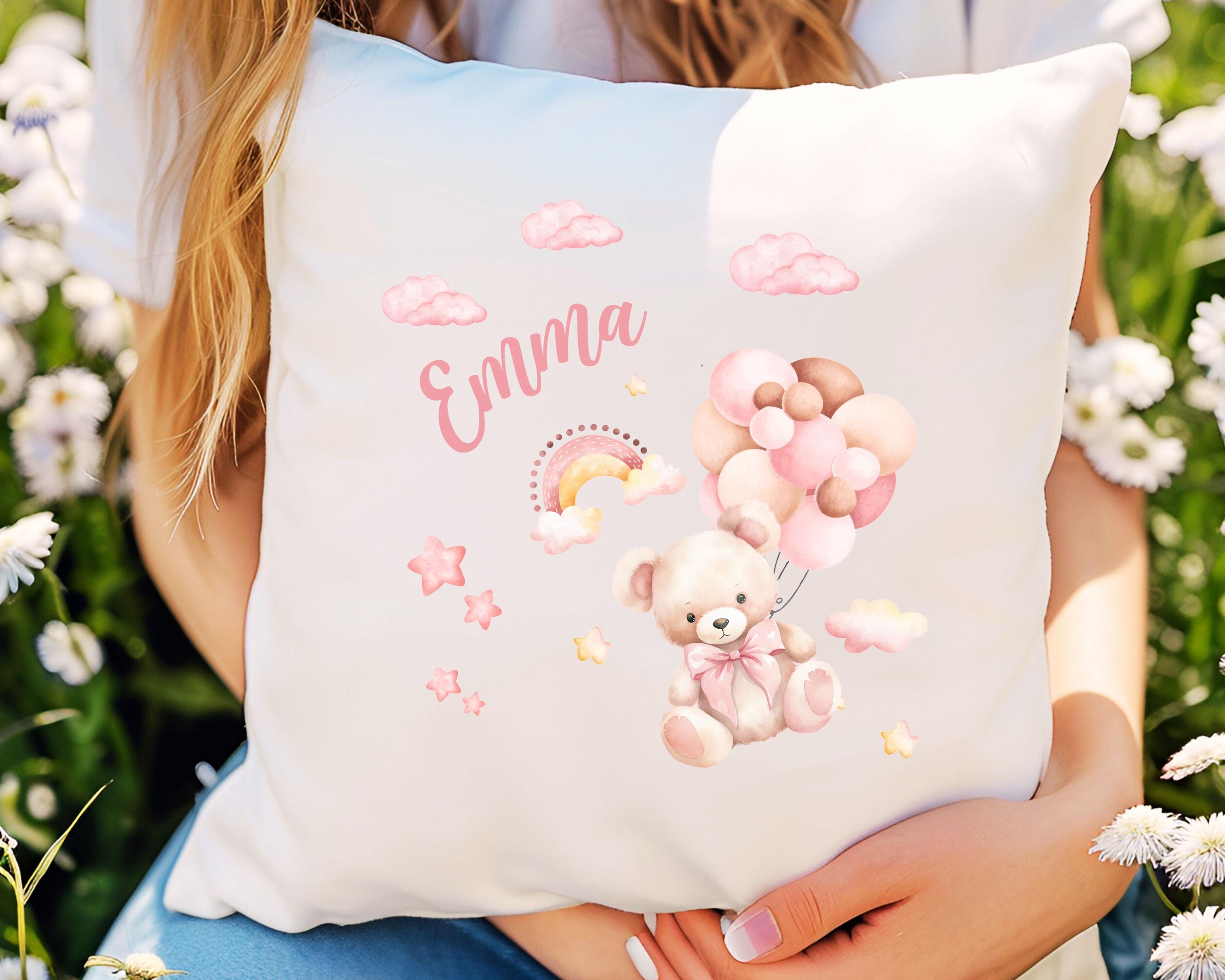 Custom Baby Pillow for Girls with Name, Personalized Nursery Decor, New Baby Gift Baby Shower Gift Unique Soft Pink Christmas Gift for Girls