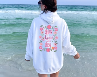 Summer Hoodie for Women, Sun Sand and Sea Beach Hoodie, Beach Lover Sweatshirt, Trendy Summer Hoodie, Cute Beach Hoodie, Beach Vibes Hoodies