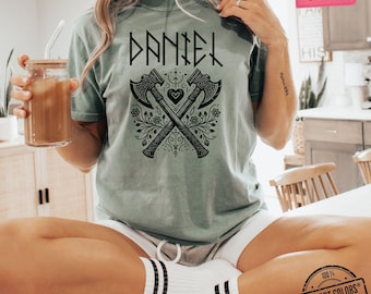 Name in Runes Alphabet Viking Shirt, Norse Personalized Futhark Runes Shirt, Custom Norse Shirt, Viking Couples Hoodie Gift for Him or Her