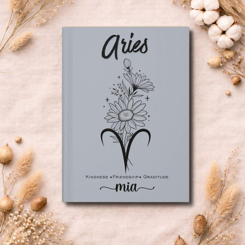 Personalized Aries Journal Gift, Custom Name Zodiac Diary, Aries ...
