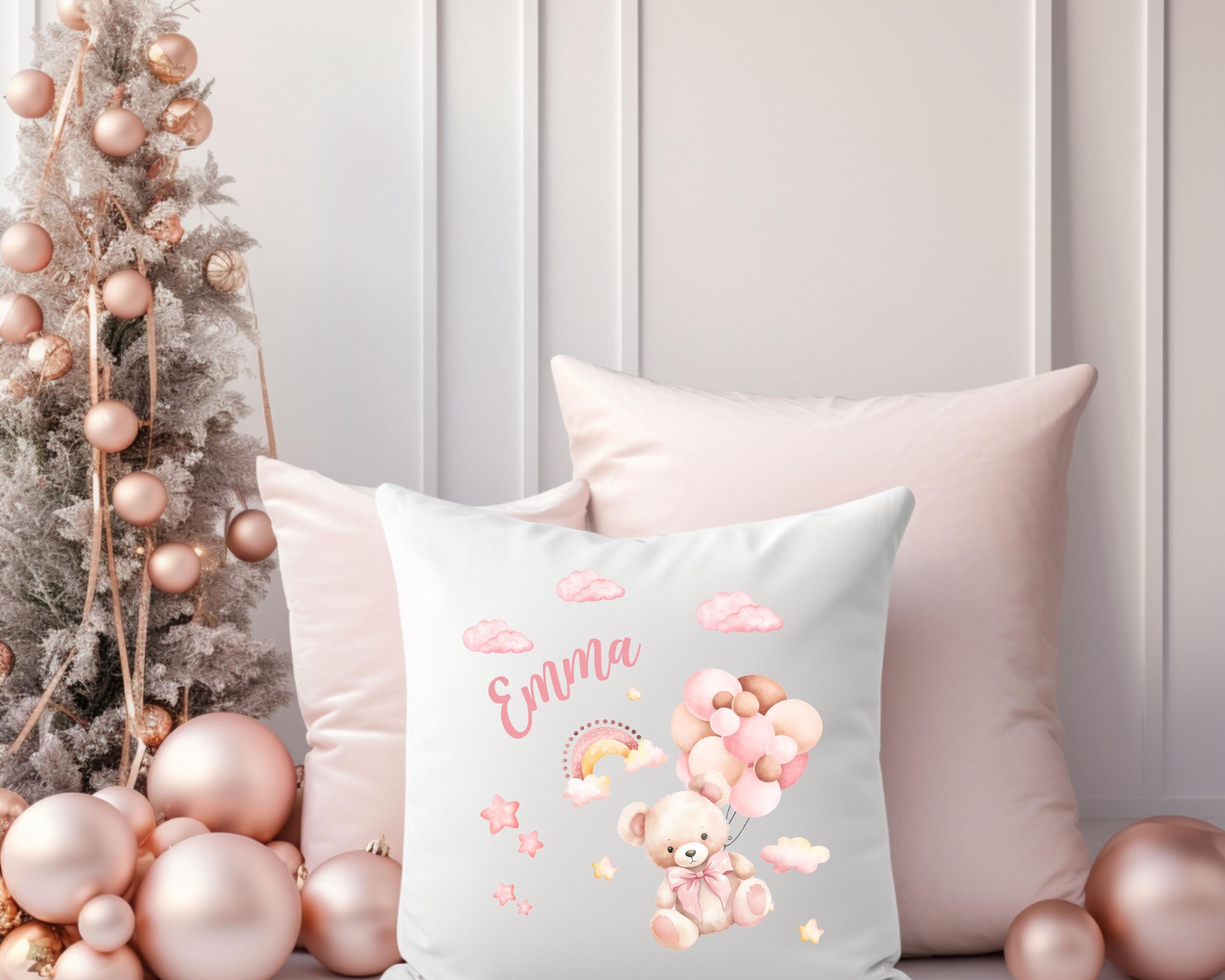 Custom Baby Pillow for Girls with Name, Personalized Nursery Decor, New Baby Gift Baby Shower Gift Unique Soft Pink Christmas Gift for Girls