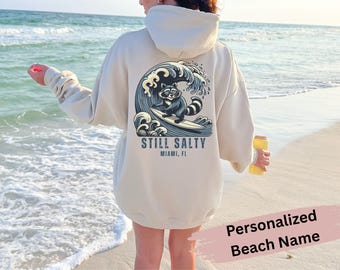 Summer Hoodie for Women, Still Salty Beach Hoodie, Ocean Vibes Sweatshirt, Cute Beach Hoodie, Retro Beach Hoodies, Raccoon Vibes Cute Hoodie
