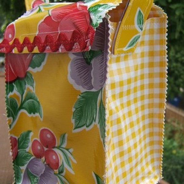 Oilcloth Lunch Bag-Yellow Poppy and Gingham