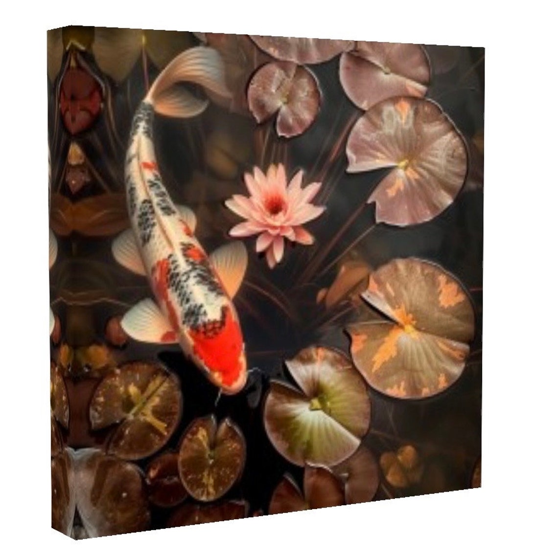Koi Fish Pond Wall Decor Canvas Print Art “tranquil Waters” - Etsy