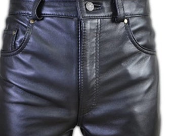 Pantalon en cuir pour homme, pantalon de motard, pantalon en cuir véritable, pantalon 100 % cuir de vachette