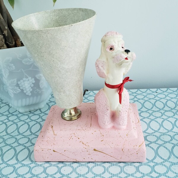 vintage Pink Caniche TV Lampe Rétro Kitsch Mid Century