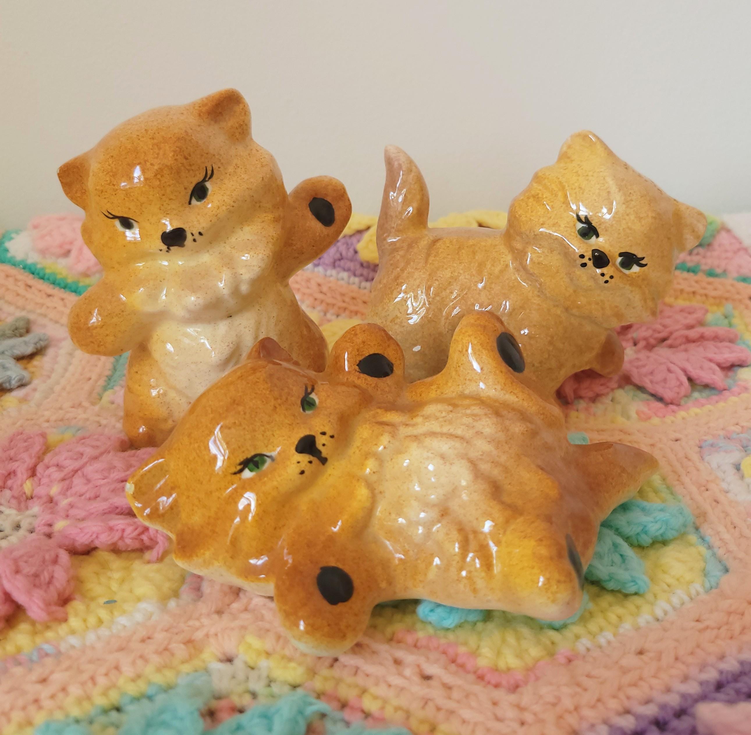 Vintage Set of 3 Ceramic Orange Cats Kittens Figurines Trio - Etsy