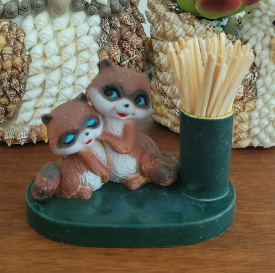 Vintage Plastic Raccoon Toothpick Holder Woodland New Old - Etsy