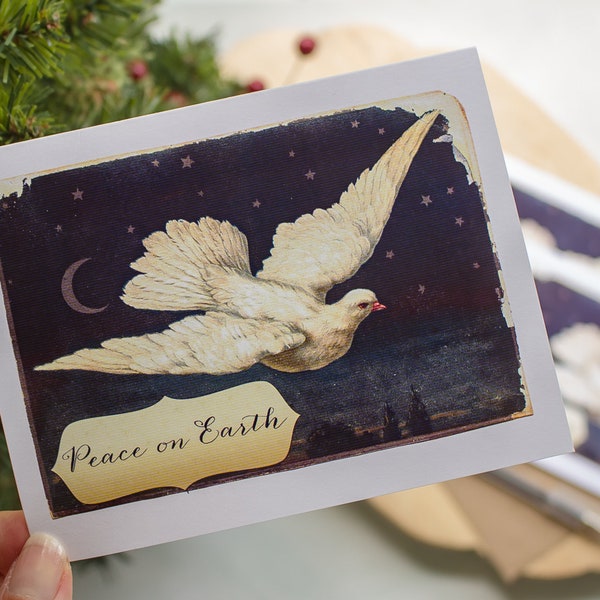 Celestial Dove Christmas card set - Peace on Earth Christmas cards - holiday greetings - holiday notecards boxed set