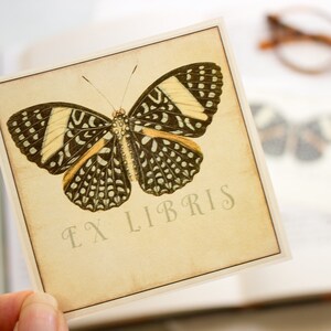 Butterfly Bookplate Set Personalized Book Plate Stickers Ex Libris Customized Book Labels Bookish Gift for Wife image 2