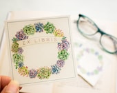 succulent wreath bookplates - plant book plates - ex libris - personalized bookplate stickers - custom book labels - set of 10