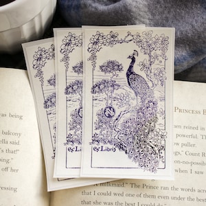 Peacock Book Plate Set Personalized Bookplate Stickers Ex Libris Customized Book Labels Bookish Gift for Wife image 1