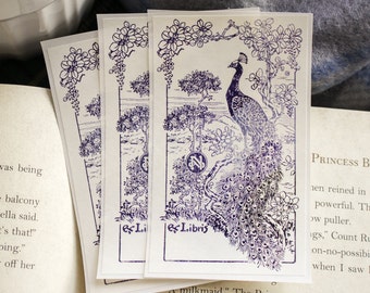 Peacock Book Plate Set - Personalized Bookplate Stickers - Ex Libris - Customized Book Labels - Bookish Gift for Wife