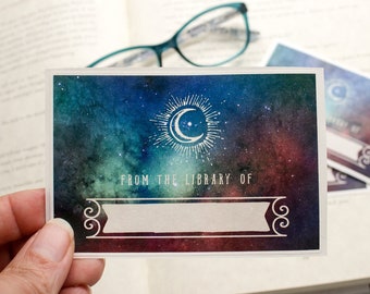 Celestial Bookplate Stickers - Personalized Book Plate Set - Customized Outer Space Book Labels - Ex Libris  - Gift for Astronomers