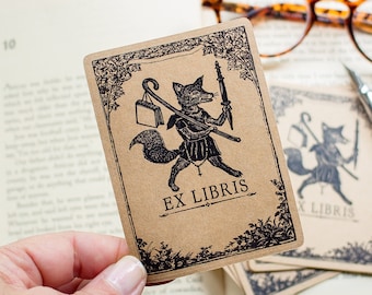 Personalized Fox Bookplates: Ex Libris Stickers, Gift for Readers