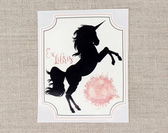 unicorn bookplates - pink unicorn book plates - bookplate stickers - kids bookplates - personalized gift - custom book plate - bookworm gift
