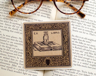 Cat Book Plate Set - Personalized Bookplate Stickers - Ex Libris - Customized Book Labels - Bookish Gift for Cat Lover