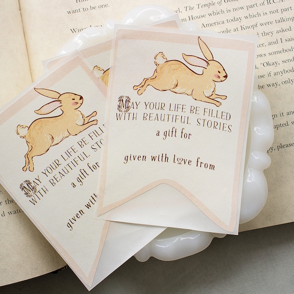 Baby Shower Bookplates - Baby Girl Bunny Book Plate Set - Kids Bookplate Stickers - Customized Book Label - Personalized Gift for Newborn