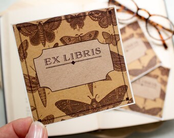 Ex-libris papillons botaniques - ex-libris personnalisés - Ex Libris - autocollants d'ex-libris - ex-libris insecte personnalisé - cadeau livresque