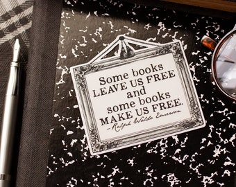 Bookish Sticker, Ralph Waldo Emerson Quote, Gift for Readers