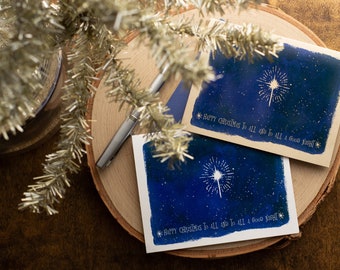 Christmas Cards Boxed Set, celestial galaxy greeting cards for stargazers, Happy Christmas