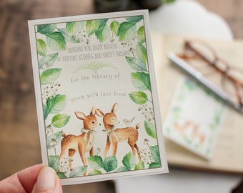 Baby Shower Bookplates - Deer Book Plate Set - Personalized Bookplate Stickers - Custom Book Labels - Bookish Gift for Newborn Twins