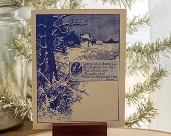 Christmas Cards, Longfellow Quote, bookish holiday cards, woodland Christmas greeting