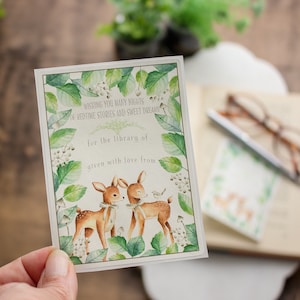 Baby Shower Bookplates - Deer Book Plate Set - Personalized Bookplate Stickers - Custom Book Labels - Bookish Gift for Newborn Twins