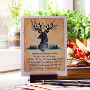 Charles Dickens Christmas Cards: Deer Greeting, Bookish Holiday Set