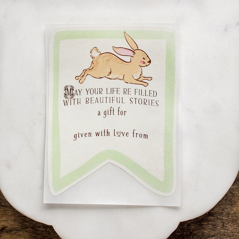 Baby Shower Bookplate Set Gender Neutral Bunny Book Plate in Green Personalized Rabbit Bookplate Stickers Customized Book Labels image 9