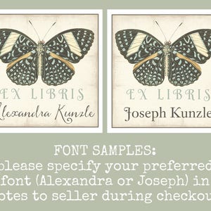 Butterfly Bookplate Set Personalized Book Plate Stickers Ex Libris Customized Book Labels Bookish Gift for Wife image 4