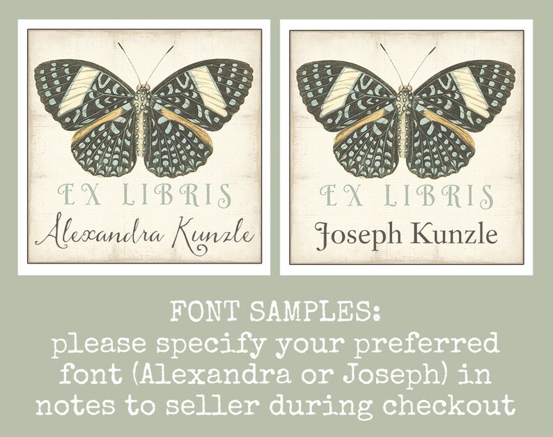 Butterfly Bookplate Set Personalized Book Plate Stickers Ex Libris Customized Book Labels Bookish Gift for Wife image 4