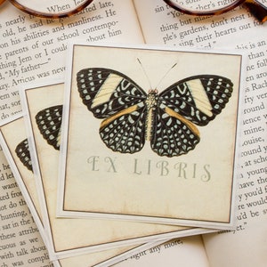Butterfly Bookplate Stickers: Personalized Ex Libris Labels