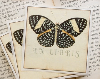 Butterfly Bookplate Set - Personalized Book Plate Stickers - Ex Libris - Customized Book Labels - Bookish Gift for Wife