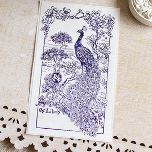 Peacock Book Plate Set Personalized Bookplate Stickers Ex Libris Customized Book Labels Bookish Gift for Wife image 5