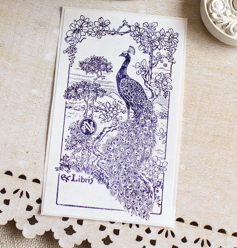 Peacock Book Plate Set Personalized Bookplate Stickers Ex Libris Customized Book Labels Bookish Gift for Wife image 5