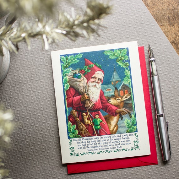 Coffret de cartes de Noël Père Noël, cartes de vœux livresques