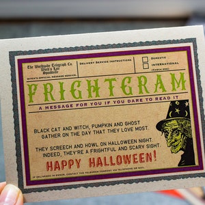 Scary Witch Frightgram, Nostalgic Vintage Halloween Card