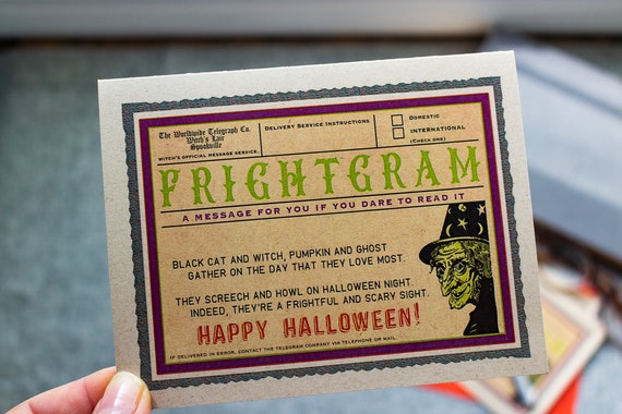 Scary Witch Frightgram, Nostalgic Vintage Halloween Card