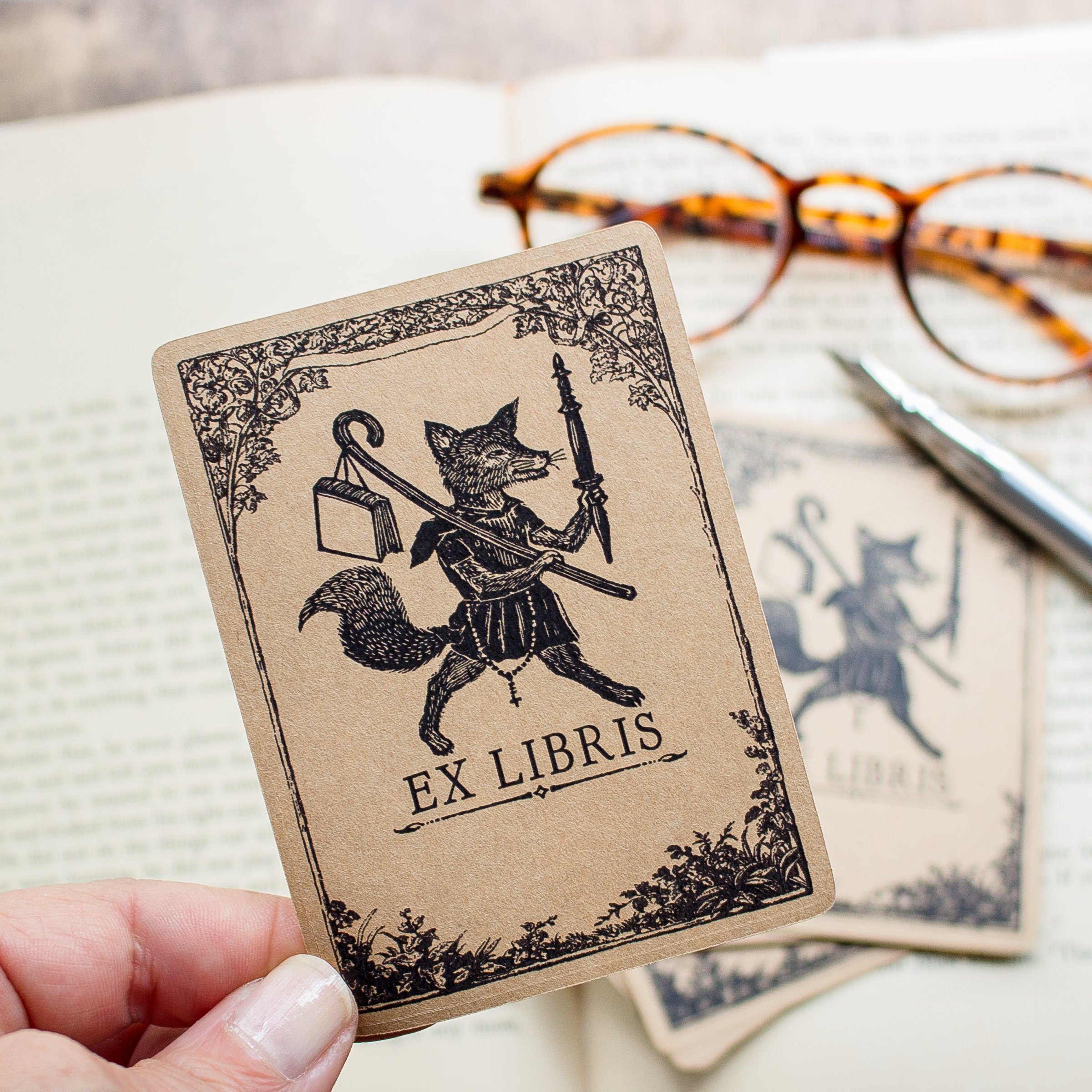 Fox Bookplates Personalized Book Plates Ex Libris Book Label Bookplate  Stickers Gift for Readers Bookish Gift 