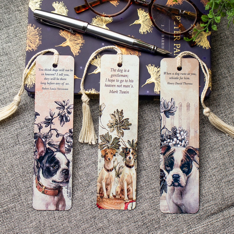 Dog Bookmark Set , Metal Bookmark , Bookish Gift , Book Club Gift , Set of 3 Handmade Book Marks , Gift for Dog Lovers image 2