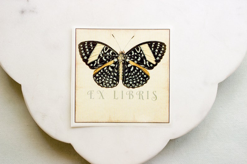 Butterfly Bookplate Set Personalized Book Plate Stickers Ex Libris Customized Book Labels Bookish Gift for Wife image 8