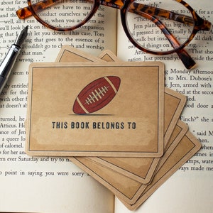 Personalized Football Book Labels: Kraft Bookplate Stickers for Boys