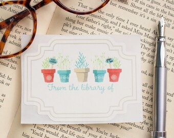 Plant Bookplate Sticker Set - Customized Book Plates for Plant Lovers - Personalized Book Labels - Bookish Gift for Plant Moms