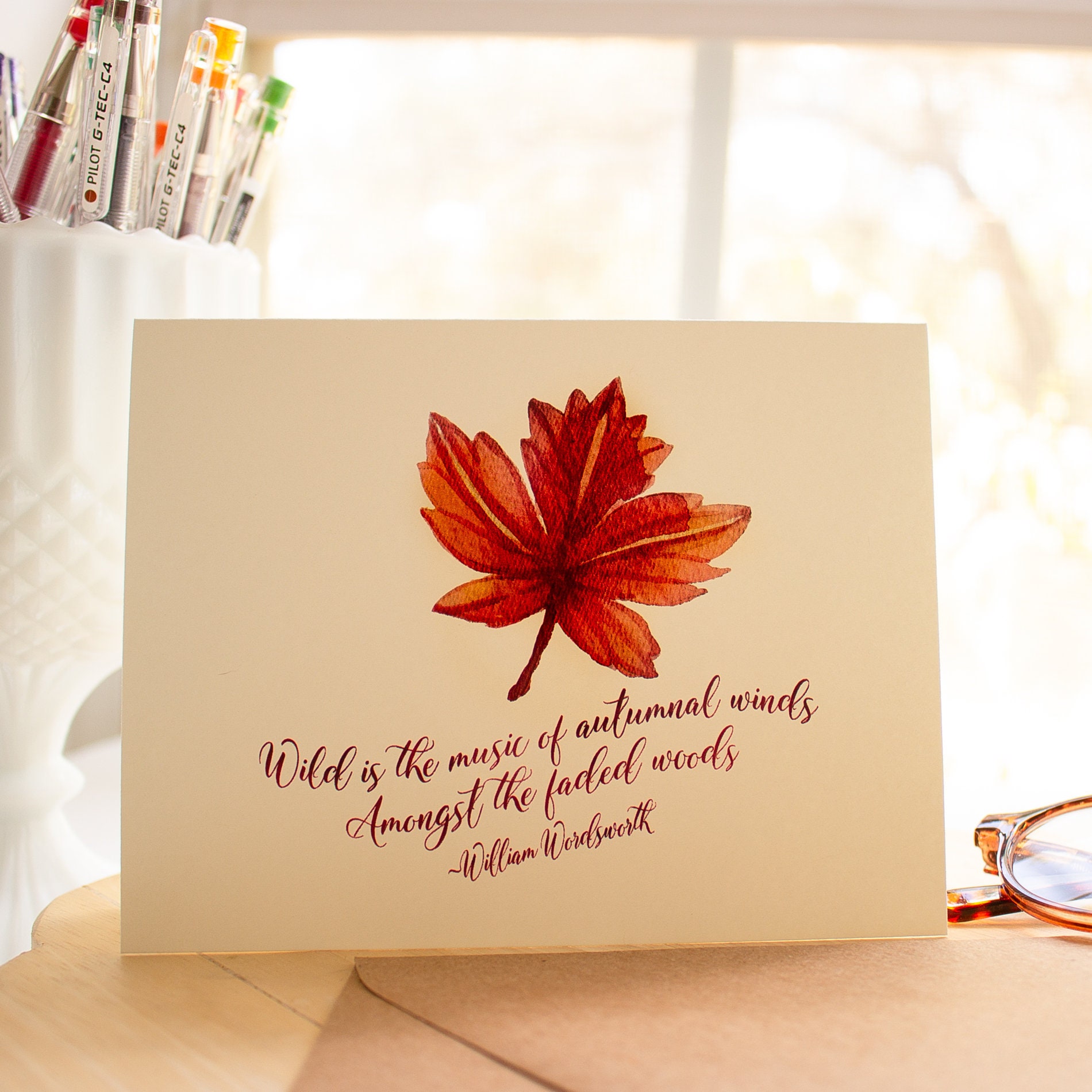 Thanksgiving Card Fall Foliage Note Cards Autumn Greeting Etsy