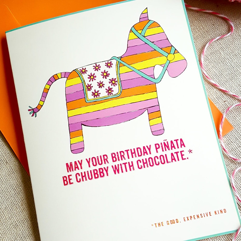 Funny Piñata Birthday Card Humorous Birthday Greeting Card Etsy